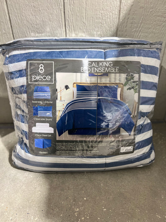 8 piece reversible bedding blue and white