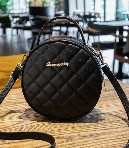 black round crossbody small bag